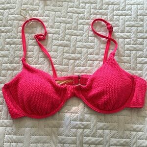 Hot pink ribbed bikini set